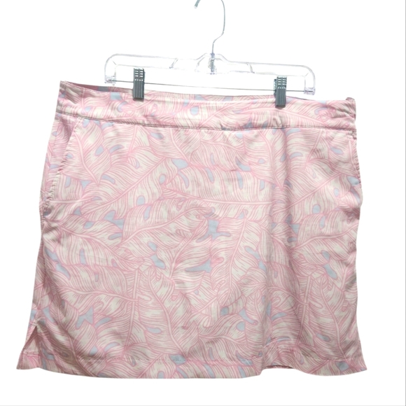 Izod Pink Blue Tropical Leaf Print Athletic Golf Pickleball Skort Size 14 - Picture 1 of 8